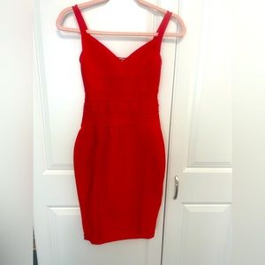 Red bandage mini dress.